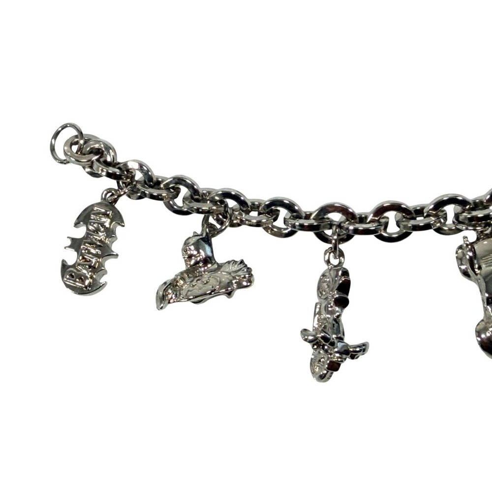 Official DC Batman Comics Themed Heavy 8 Charm Silver Tone Chain Bracelet 8" - Picture 2 of 6